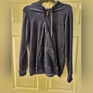 Navy Velour Hooded Sweatshirt